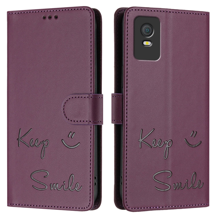 For TCL 403 Smile Embossing RFID Leather Phone Case