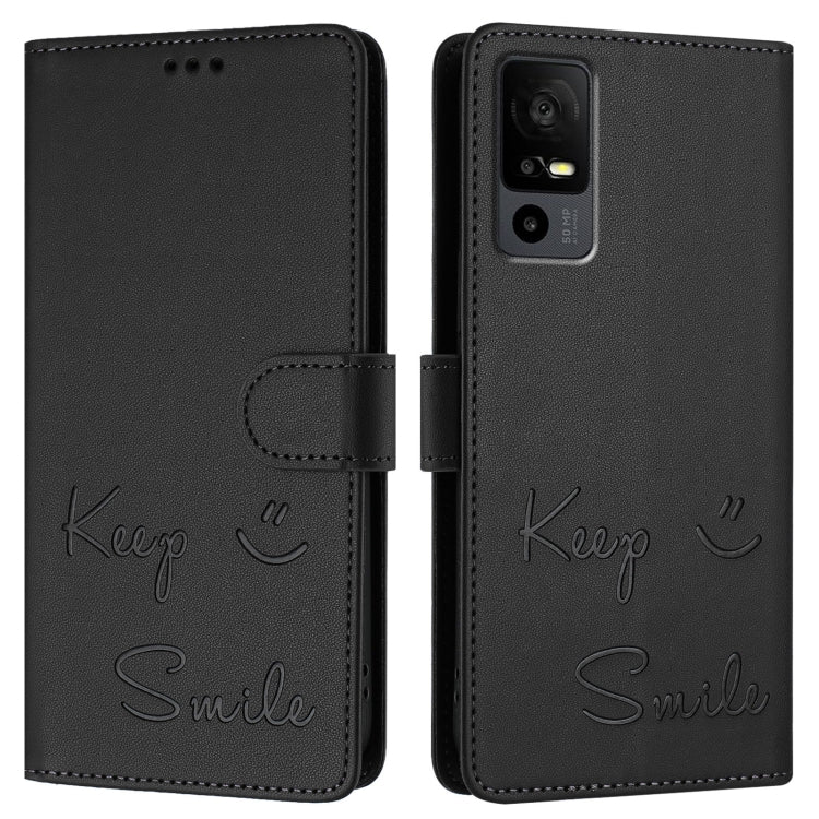 For TCL 40 R 5G Smile Embossing RFID Leather Phone Case