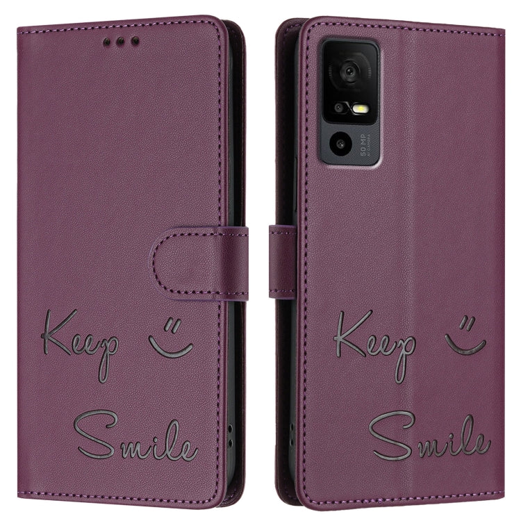 For TCL 40 R 5G Smile Embossing RFID Leather Phone Case