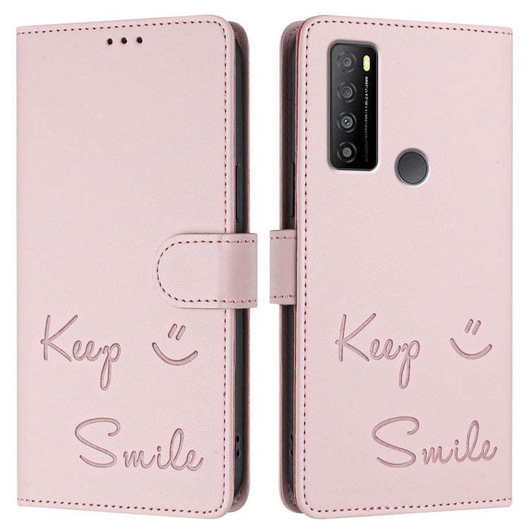 For TCL 30 XL T701DL Smile Embossing RFID Leather Phone Case