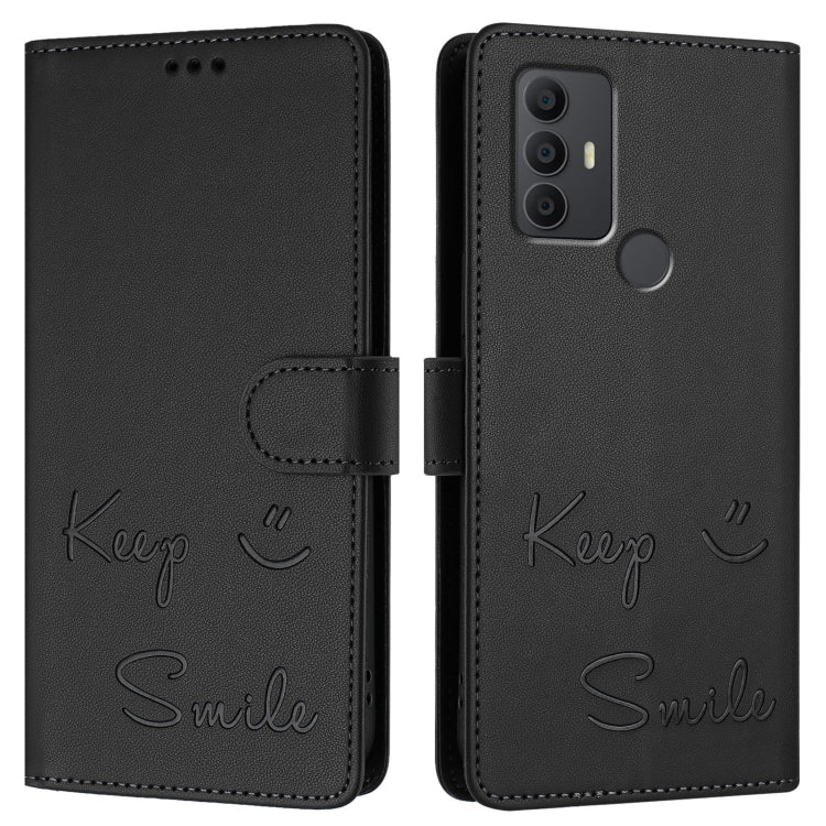 For TCL 305 / 306 Smile Embossing RFID Leather Phone Case