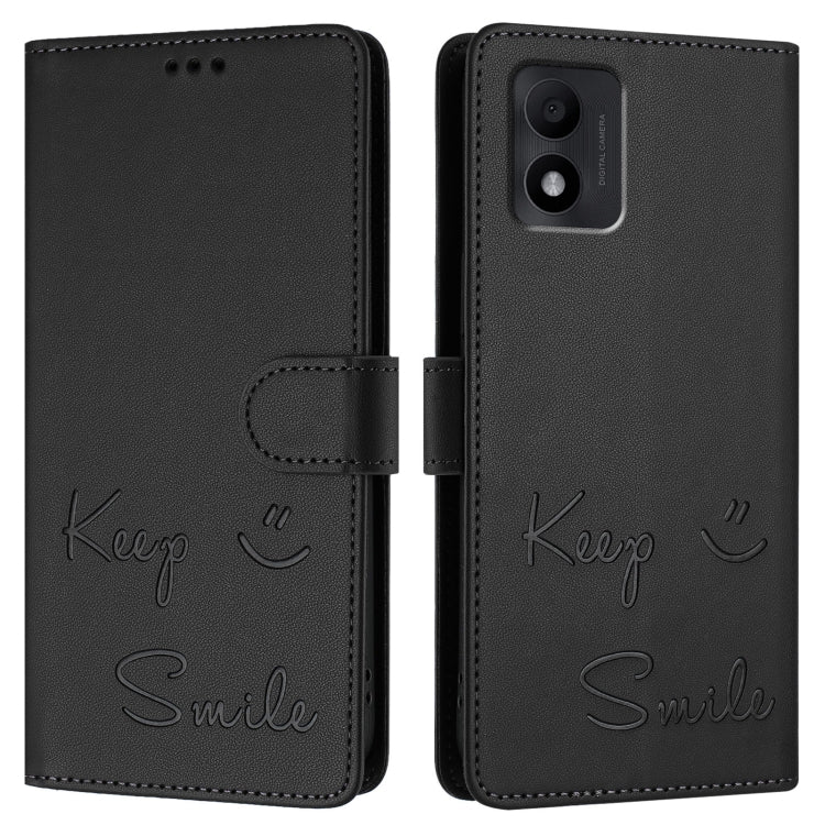For TCL 303 Smile Embossing RFID Leather Phone Case