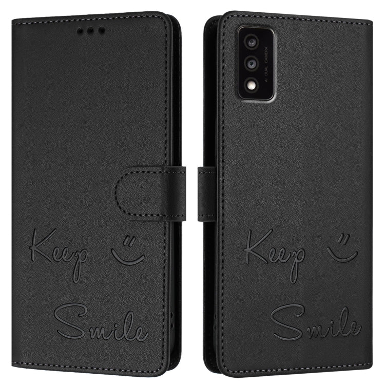 For TCL 30T T603DL Smile Embossing RFID Leather Phone Case