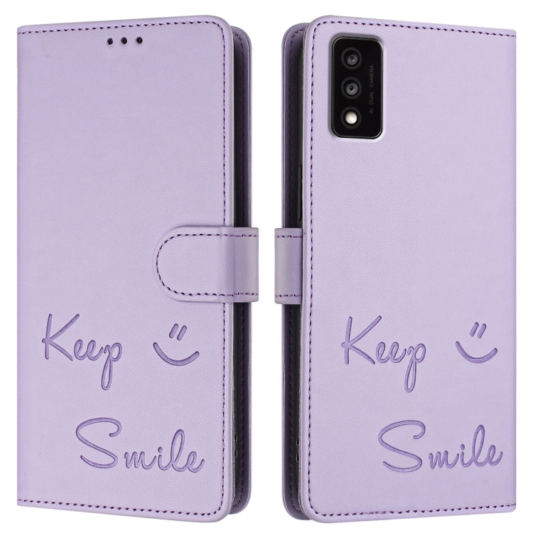 For TCL 30T T603DL Smile Embossing RFID Leather Phone Case