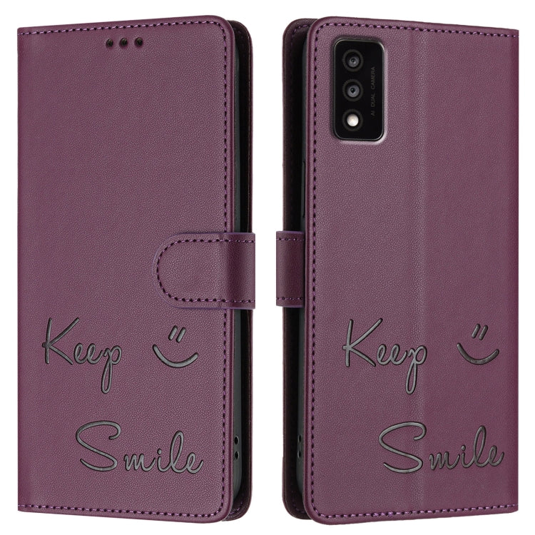 For TCL 30T T603DL Smile Embossing RFID Leather Phone Case
