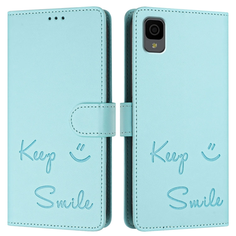 For TCL 30Z T602DL Smile Embossing RFID Leather Phone Case