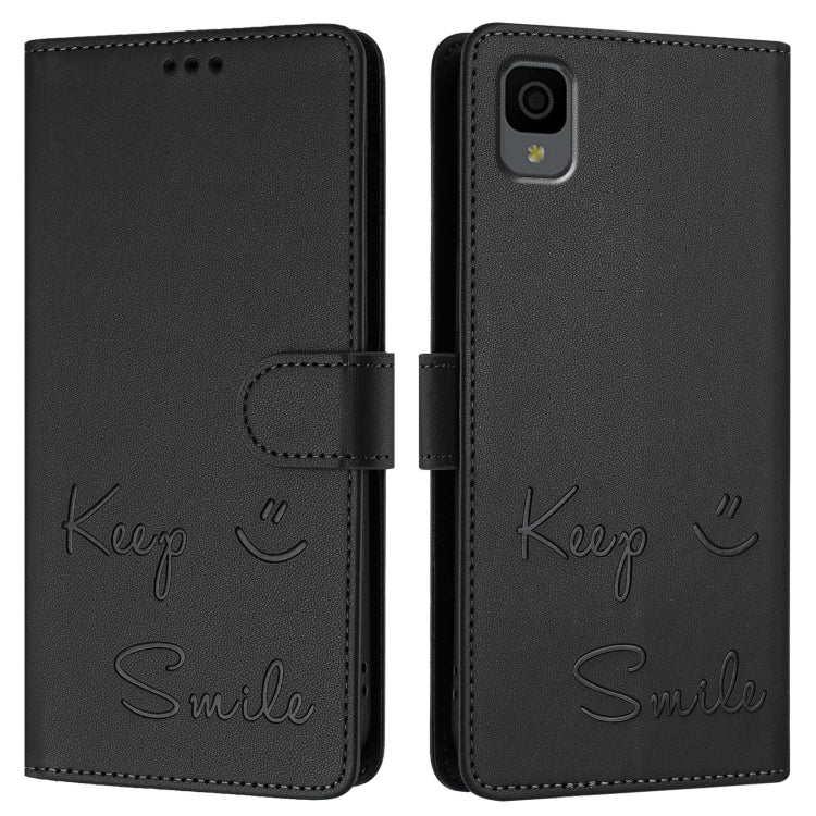 For TCL 30Z T602DL Smile Embossing RFID Leather Phone Case