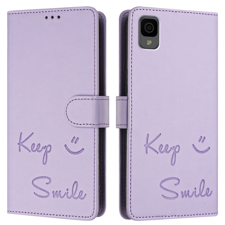 For TCL 30Z T602DL Smile Embossing RFID Leather Phone Case