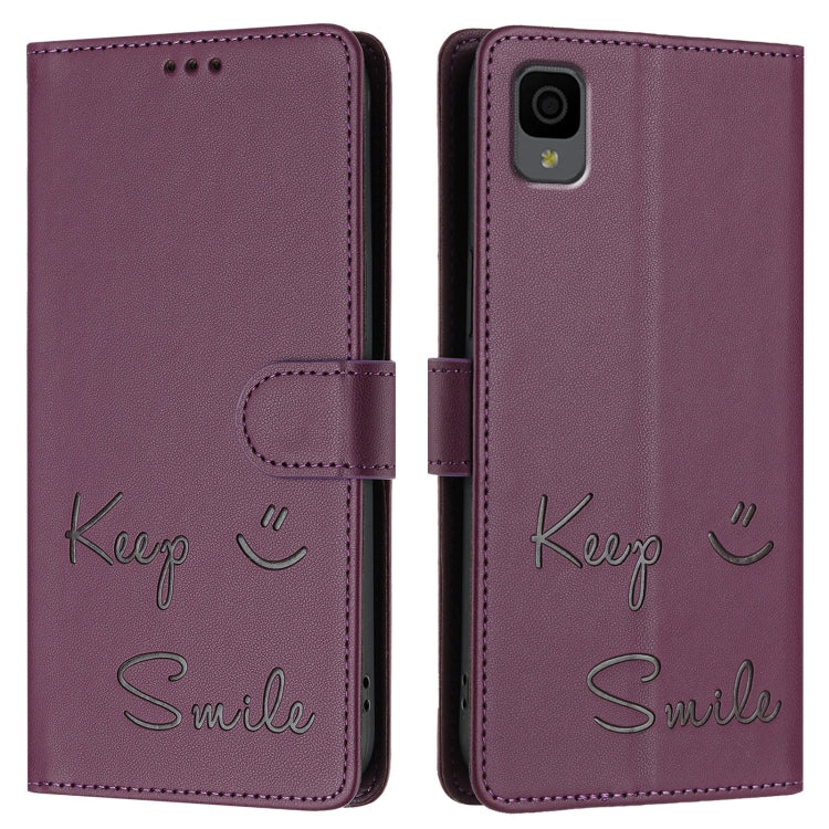 For TCL 30Z T602DL Smile Embossing RFID Leather Phone Case