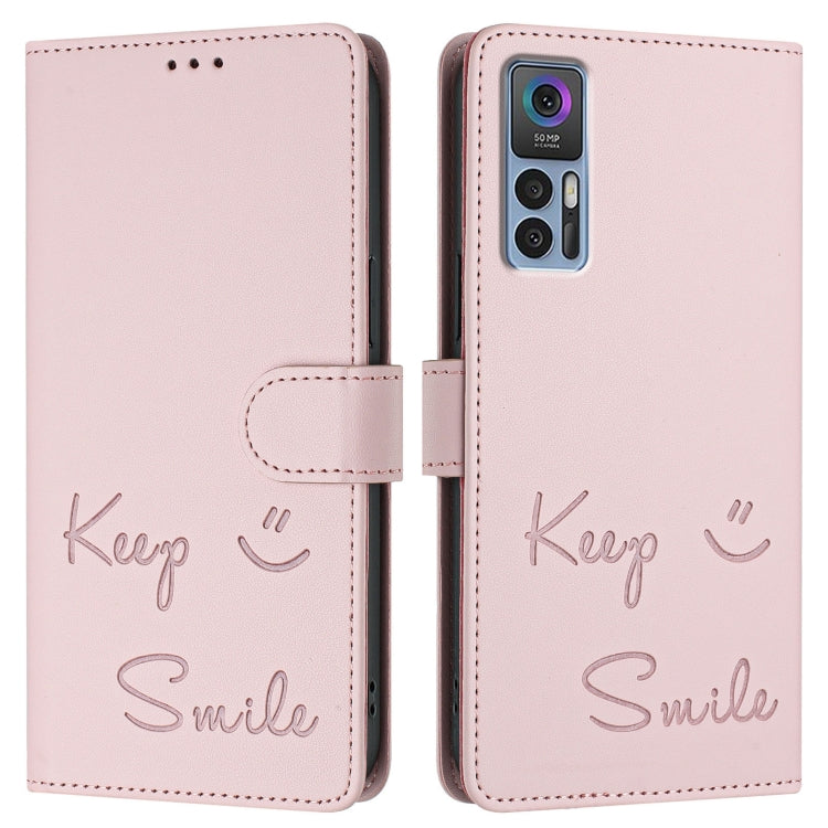 For TCL 30 4G / 30 5G / 30 Plus Smile Embossing RFID Leather Phone Case