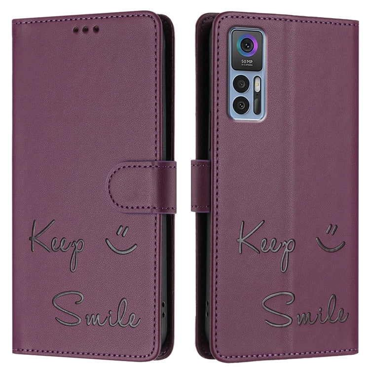 For TCL 30 4G / 30 5G / 30 Plus Smile Embossing RFID Leather Phone Case