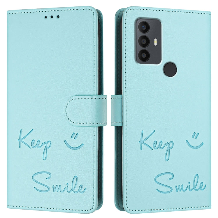 For TCL 30 SE Smile Embossing RFID Leather Phone Case