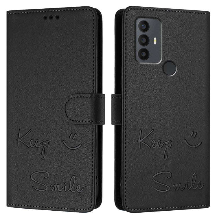 For TCL 30 SE Smile Embossing RFID Leather Phone Case