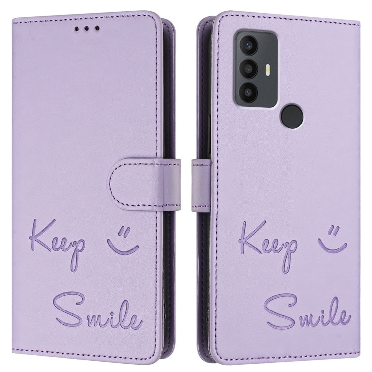 For TCL 30 SE Smile Embossing RFID Leather Phone Case