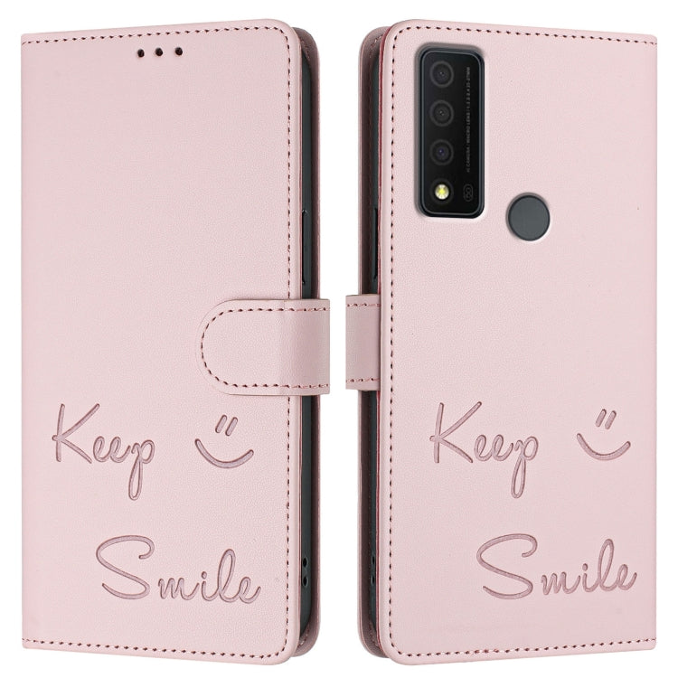 For TCL 30 XE 5G Smile Embossing RFID Leather Phone Case
