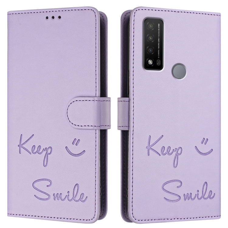 For TCL 20 R 5G Smile Embossing RFID Leather Phone Case
