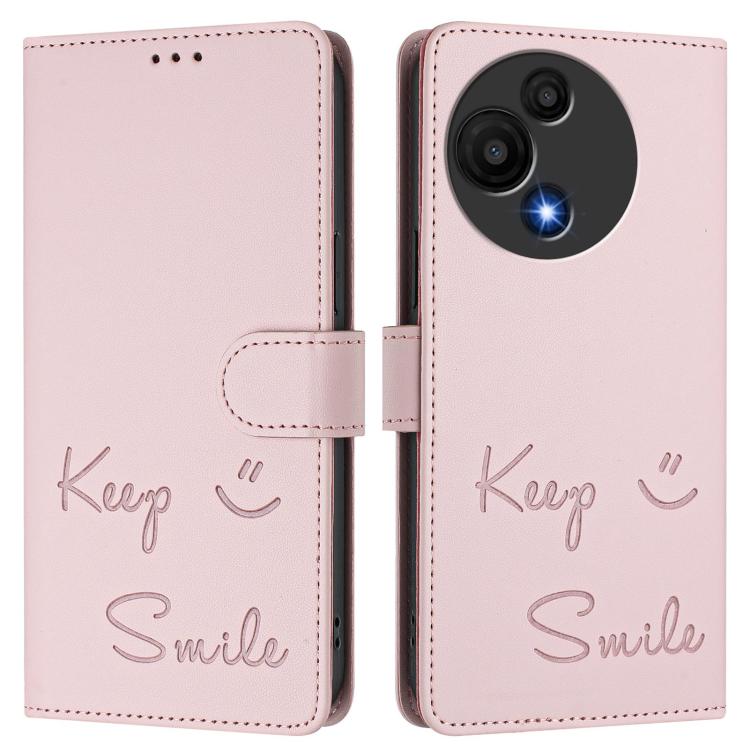 For TCL 605 / 60 SE Smile Embossing RFID Leather Phone Case