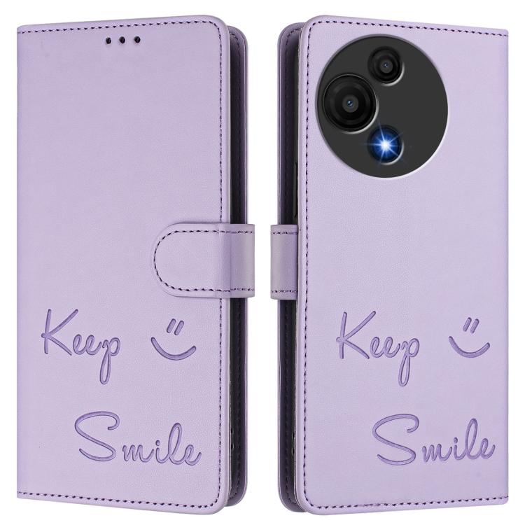 For TCL 605 / 60 SE Smile Embossing RFID Leather Phone Case