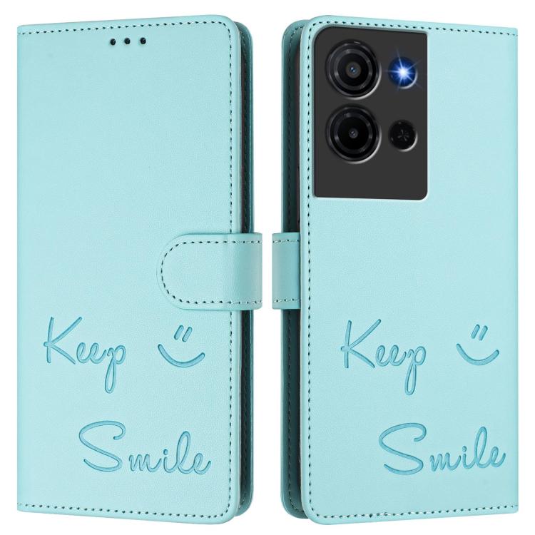 For TCL K32 5G / K33 5G Smile Embossing RFID Leather Phone Case