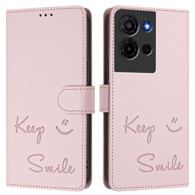 For TCL K32 5G / K33 5G Smile Embossing RFID Leather Phone Case