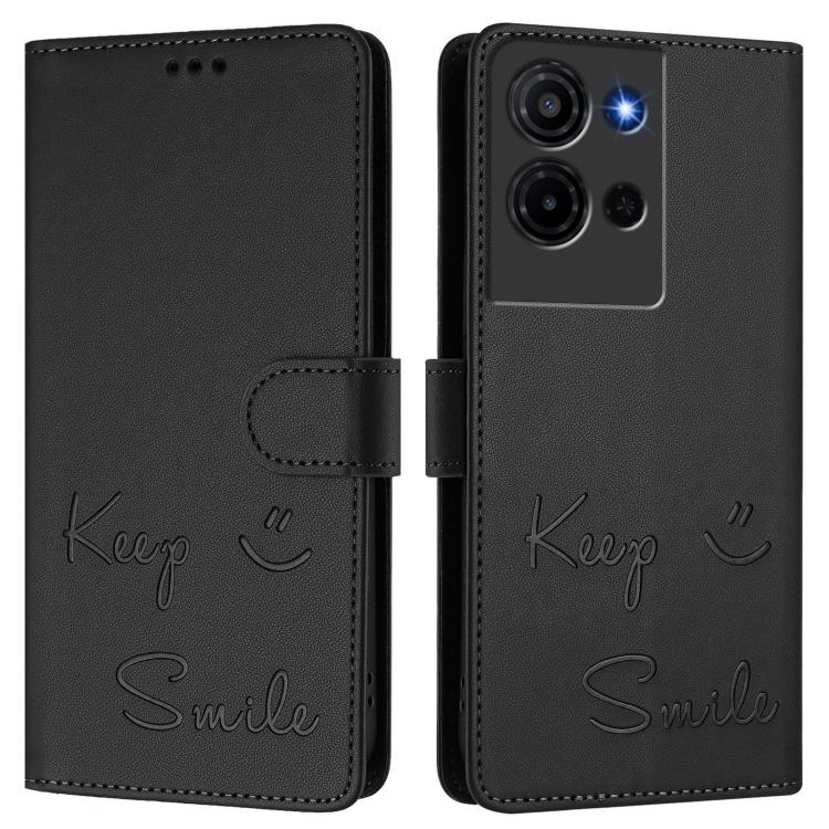 For TCL K32 5G / K33 5G Smile Embossing RFID Leather Phone Case