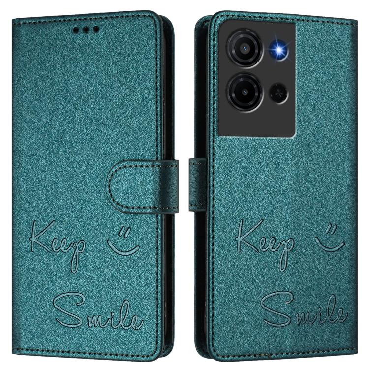 For TCL K32 5G / K33 5G Smile Embossing RFID Leather Phone Case