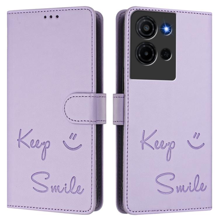 For TCL K32 5G / K33 5G Smile Embossing RFID Leather Phone Case