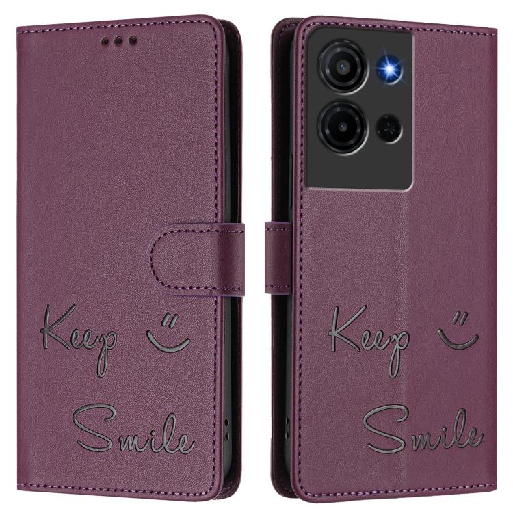 For TCL K32 5G / K33 5G Smile Embossing RFID Leather Phone Case