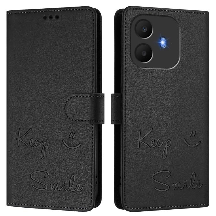 For TCL K70 Power 4G / K70 4G Smile Embossing RFID Leather Phone Case
