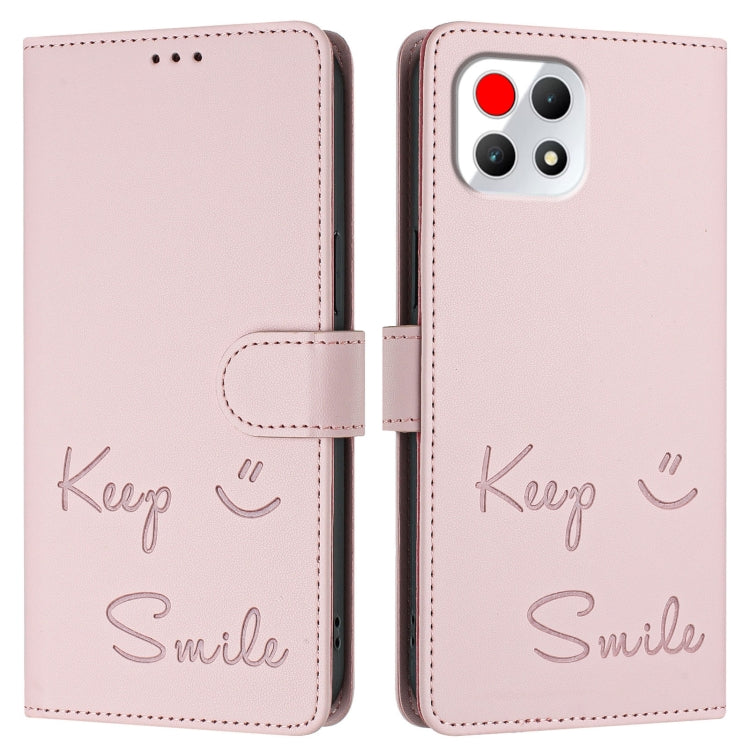 For T-Mobile REVVL 7 5G Smile Embossing RFID Leather Phone Case