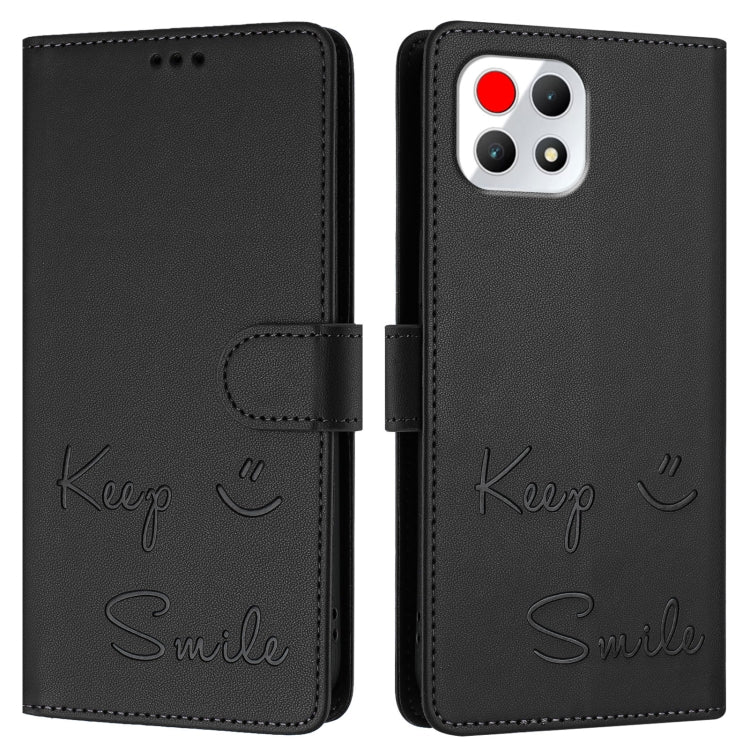 For T-Mobile REVVL 7 5G Smile Embossing RFID Leather Phone Case