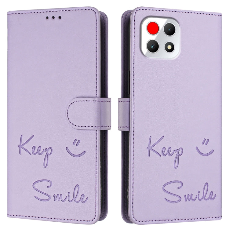 For T-Mobile REVVL 7 5G Smile Embossing RFID Leather Phone Case