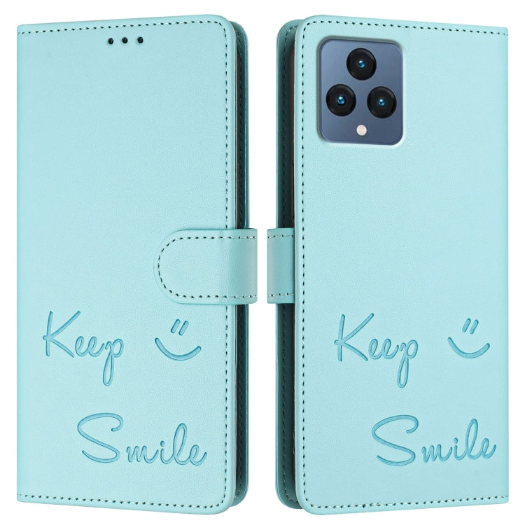 For T-Mobile REVVL 6 / 6x 5G Smile Embossing RFID Leather Phone Case