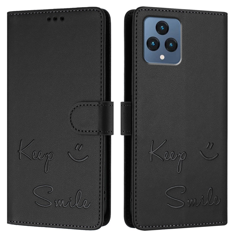 For T-Mobile REVVL 6 / 6x 5G Smile Embossing RFID Leather Phone Case