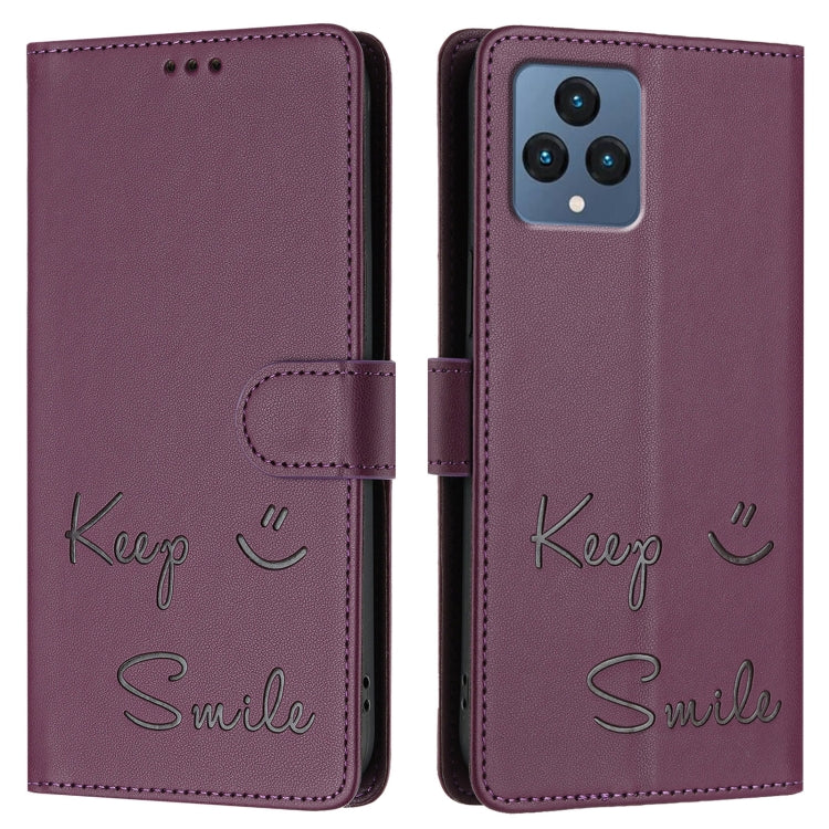 For T-Mobile REVVL 6 / 6x 5G Smile Embossing RFID Leather Phone Case