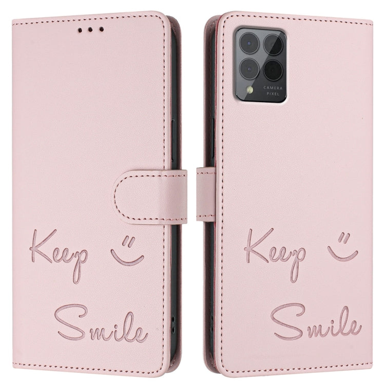 For T-Mobile REVVL 6 Pro / 6x Pro 5G Smile Embossing RFID Leather Phone Case