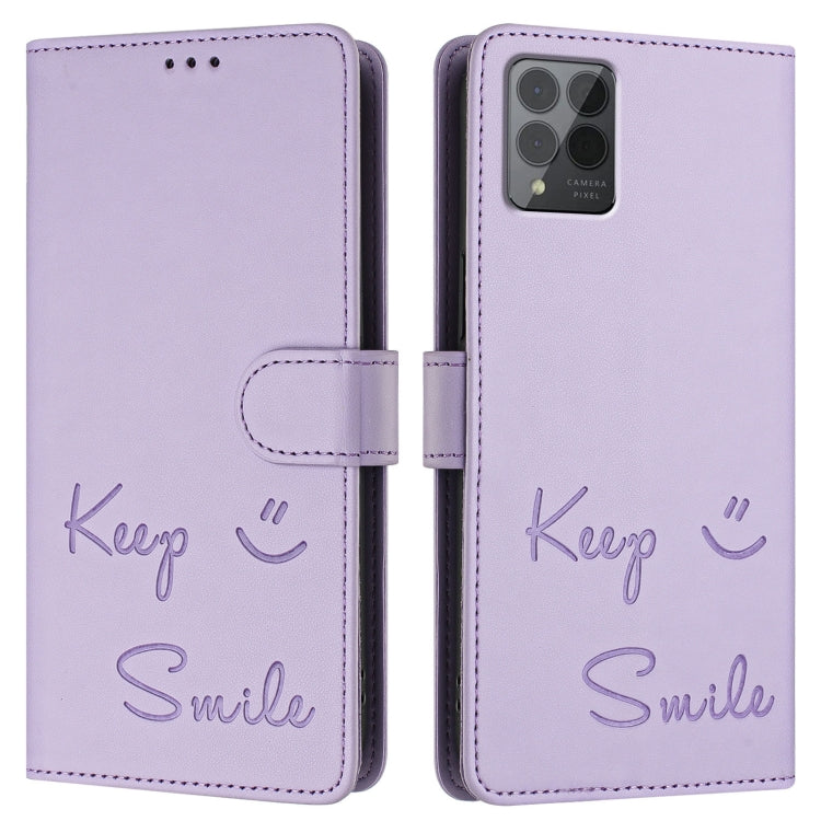 For T-Mobile REVVL 6 Pro / 6x Pro 5G Smile Embossing RFID Leather Phone Case
