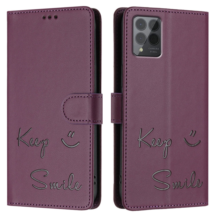 For T-Mobile REVVL 6 Pro / 6x Pro 5G Smile Embossing RFID Leather Phone Case