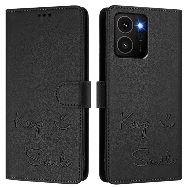 For HMD Skyline Smile Embossing RFID Leather Phone Case