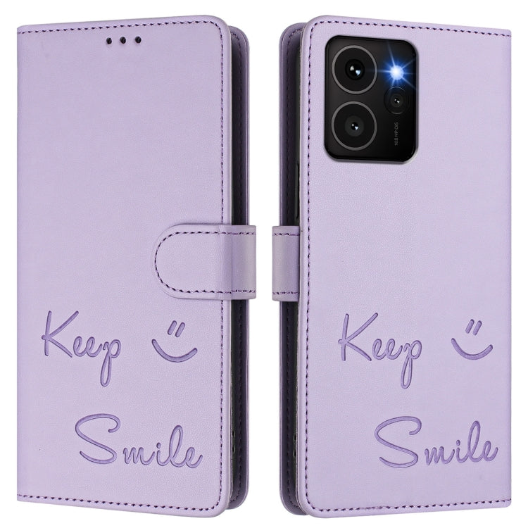 For HMD Skyline Smile Embossing RFID Leather Phone Case
