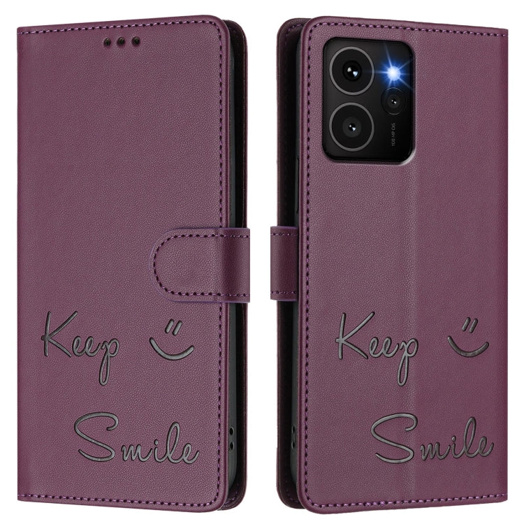 For HMD Skyline Smile Embossing RFID Leather Phone Case