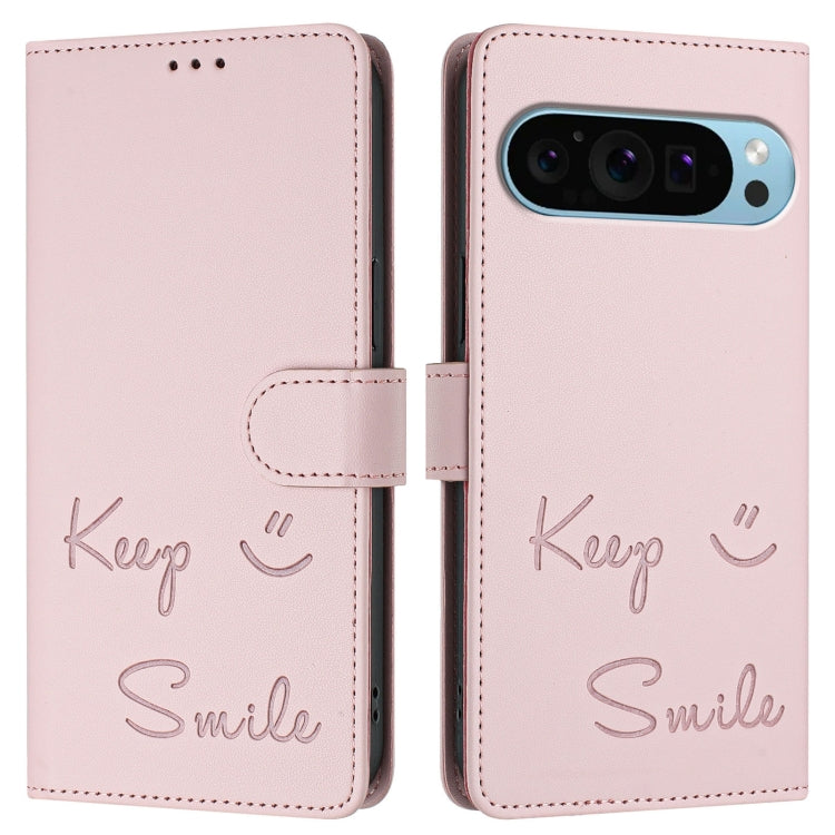For Google Pixel 9 Pro XL Smile Embossing RFID Leather Phone Case