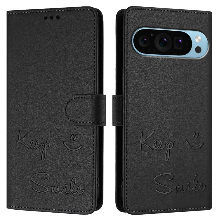 For Google Pixel 9 Pro XL Smile Embossing RFID Leather Phone Case