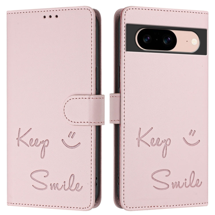 For Google Pixel 8a Smile Embossing RFID Leather Phone Case
