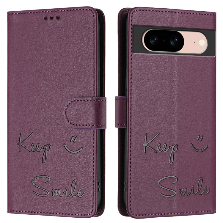 For Google Pixel 8a Smile Embossing RFID Leather Phone Case