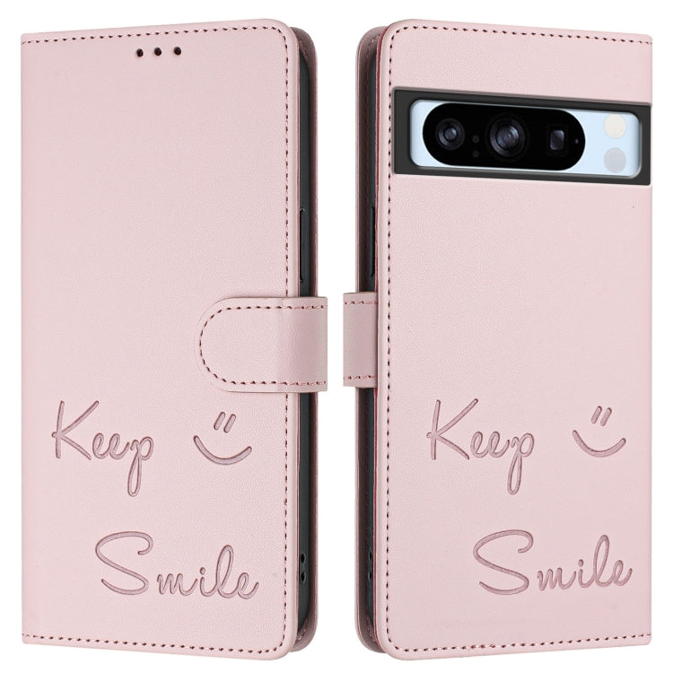 For Google Pixel 8 Pro Smile Embossing RFID Leather Phone Case