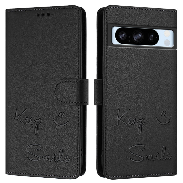 For Google Pixel 8 Pro Smile Embossing RFID Leather Phone Case