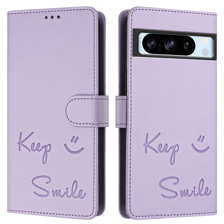 For Google Pixel 8 Pro Smile Embossing RFID Leather Phone Case