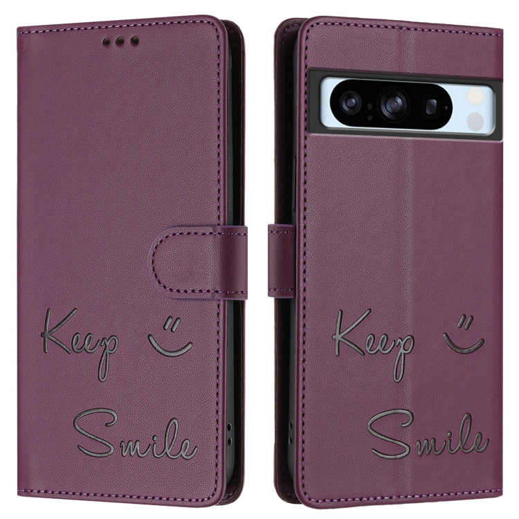 For Google Pixel 8 Pro Smile Embossing RFID Leather Phone Case