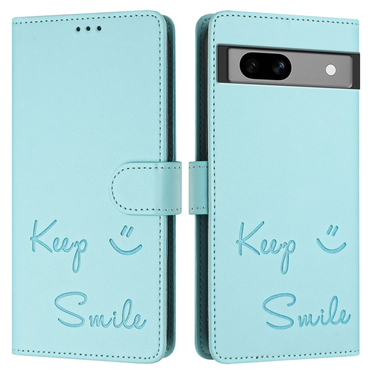 For Google Pixel 7a Smile Embossing RFID Leather Phone Case